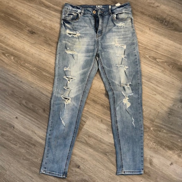 Cali Denim - Cali High  Rise Skinny distressed jeans